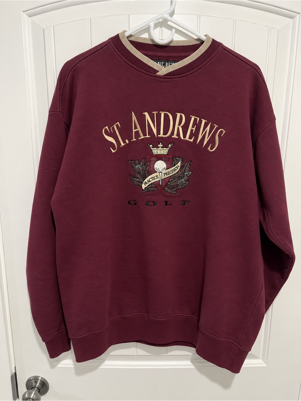 Vintage St Andrews Golf Sweatshirt Men’s L Burgundy Embroidered 90s
